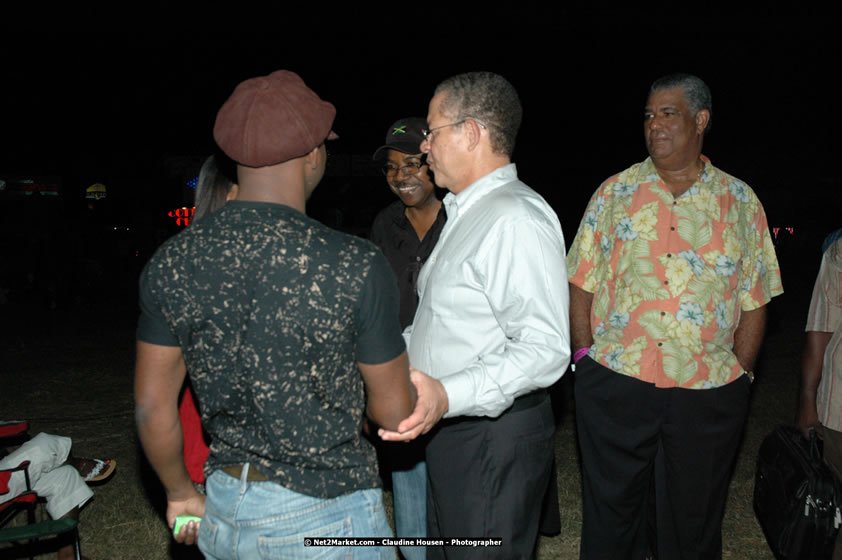 The Hon. Orette Bruce Goldwin, M.P., Prime Minister of Jamaica, Minister of Tourism, Hon. Edmund Bartlett, and Director of Tourism, Basil Smith at the Air Jamaica Jazz and Blues Festival 2008 The Art of Music - Thrusday, January 24, 2008 - Air Jamaica Jazz & Blues 2008 The Art of Music venue at the Aqaueduct on Rose Hall Resort & Counrty Club, Montego Bay, St. James, Jamaica W.I. - Thursday, January 24 - Saturday, January 26, 2008 - Photographs by Net2Market.com - Claudine Housen & Barry J. Hough Sr, Photographers - Negril Travel Guide, Negril Jamaica WI - http://www.negriltravelguide.com - info@negriltravelguide.com...!