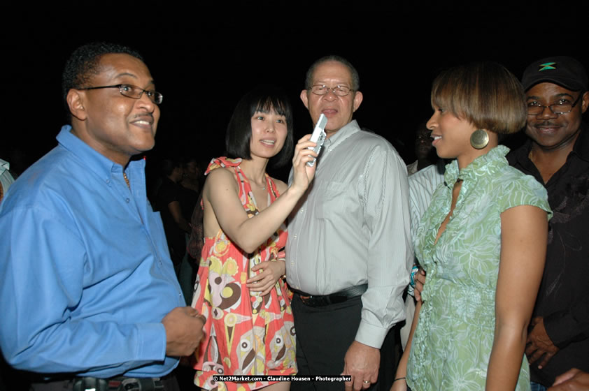 The Hon. Orette Bruce Goldwin, M.P., Prime Minister of Jamaica, Minister of Tourism, Hon. Edmund Bartlett, and Director of Tourism, Basil Smith at the Air Jamaica Jazz and Blues Festival 2008 The Art of Music - Thrusday, January 24, 2008 - Air Jamaica Jazz & Blues 2008 The Art of Music venue at the Aqaueduct on Rose Hall Resort & Counrty Club, Montego Bay, St. James, Jamaica W.I. - Thursday, January 24 - Saturday, January 26, 2008 - Photographs by Net2Market.com - Claudine Housen & Barry J. Hough Sr, Photographers - Negril Travel Guide, Negril Jamaica WI - http://www.negriltravelguide.com - info@negriltravelguide.com...!