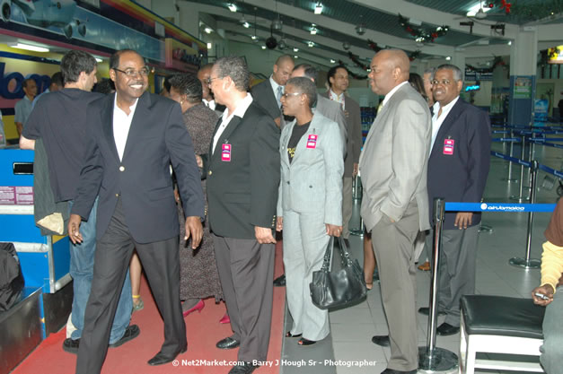 Minister of Tourism, Hon. Edmund Bartlett - Director of Tourism, Basil Smith, and Mayor of Montego Bay, Councilor Charles Sinclair Launch of Winter Tourism Season at Sangster International Airport, Saturday, December 15, 2007 - Sangster International Airport - MBJ Airports Limited, Montego Bay, Jamaica W.I. - Photographs by Net2Market.com - Barry J. Hough Sr, Photographer - Negril Travel Guide, Negril Jamaica WI - http://www.negriltravelguide.com - info@negriltravelguide.com...!