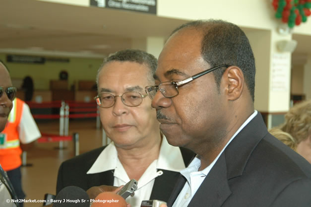 Minister of Tourism, Hon. Edmund Bartlett - Director of Tourism, Basil Smith, and Mayor of Montego Bay, Councillor Charles Sinclair Launch of Winter Tourism Season at Sangster International Airport, Saturday, December 15, 2007 - Sangster International Airport - MBJ Airports Limited, Montego Bay, Jamaica W.I. - Photographs by Net2Market.com - Barry J. Hough Sr, Photographer - Negril Travel Guide, Negril Jamaica WI - http://www.negriltravelguide.com - info@negriltravelguide.com...!