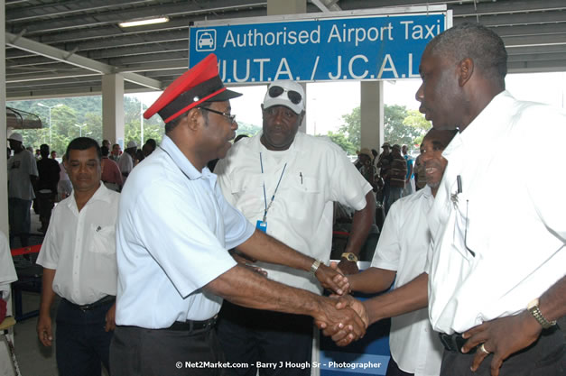 Minister of Tourism, Hon. Edmund Bartlett - Director of Tourism, Basil Smith, and Mayor of Montego Bay, Councillor Charles Sinclair Launch of Winter Tourism Season at Sangster International Airport, Saturday, December 15, 2007 - Sangster International Airport - MBJ Airports Limited, Montego Bay, Jamaica W.I. - Photographs by Net2Market.com - Barry J. Hough Sr, Photographer - Negril Travel Guide, Negril Jamaica WI - http://www.negriltravelguide.com - info@negriltravelguide.com...!