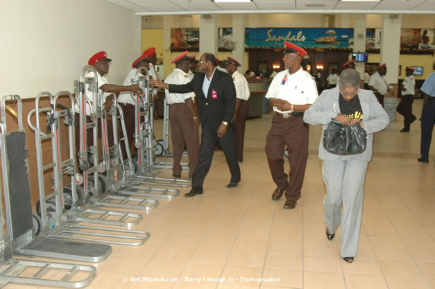 Minister of Tourism, Hon. Edmund Bartlett - Director of Tourism, Basil Smith, and Mayor of Montego Bay, Councillor Charles Sinclair Launch of Winter Tourism Season at Sangster International Airport, Saturday, December 15, 2007 - Sangster International Airport - MBJ Airports Limited, Montego Bay, Jamaica W.I. - Photographs by Net2Market.com - Barry J. Hough Sr, Photographer - Negril Travel Guide, Negril Jamaica WI - http://www.negriltravelguide.com - info@negriltravelguide.com...!