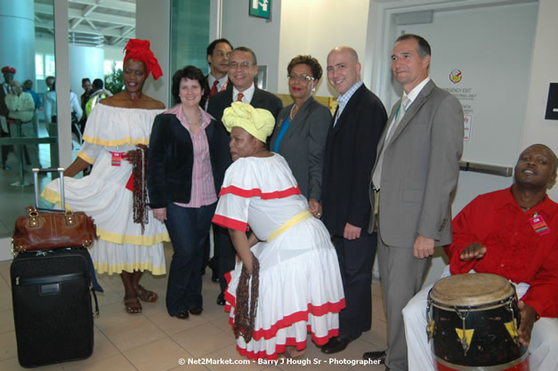 MBJ Airports Limited Welcomes WestJet Airlines - Inaugural Scheduled Service From Toronto Pearsons International Airport - Monday, December 10, 2007 - Sangster International Airport - MBJ Airports Limited, Montego Bay, Jamaica W.I. - Photographs by Net2Market.com - Barry J. Hough Sr, Photographer - Negril Travel Guide, Negril Jamaica WI - http://www.negriltravelguide.com - info@negriltravelguide.com...!