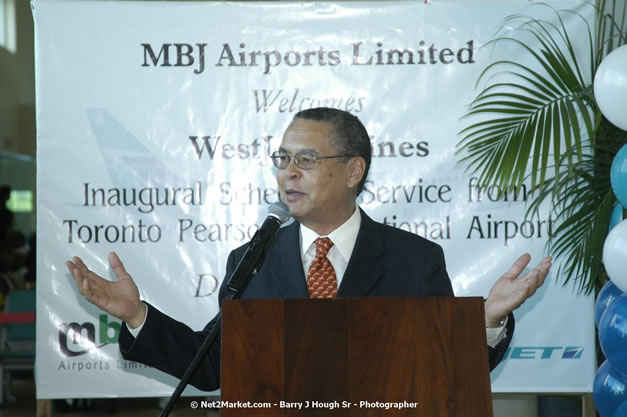 MBJ Airports Limited Welcomes WestJet Airlines - Inaugural Scheduled Service From Toronto Pearsons International Airport - Monday, December 10, 2007 - Sangster International Airport - MBJ Airports Limited, Montego Bay, Jamaica W.I. - Photographs by Net2Market.com - Barry J. Hough Sr, Photographer - Negril Travel Guide, Negril Jamaica WI - http://www.negriltravelguide.com - info@negriltravelguide.com...!