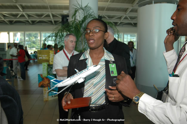 MBJ Airports Limited Welcomes WestJet Airlines - Inaugural Scheduled Service From Toronto Pearsons International Airport - Monday, December 10, 2007 - Sangster International Airport - MBJ Airports Limited, Montego Bay, Jamaica W.I. - Photographs by Net2Market.com - Barry J. Hough Sr, Photographer - Negril Travel Guide, Negril Jamaica WI - http://www.negriltravelguide.com - info@negriltravelguide.com...!