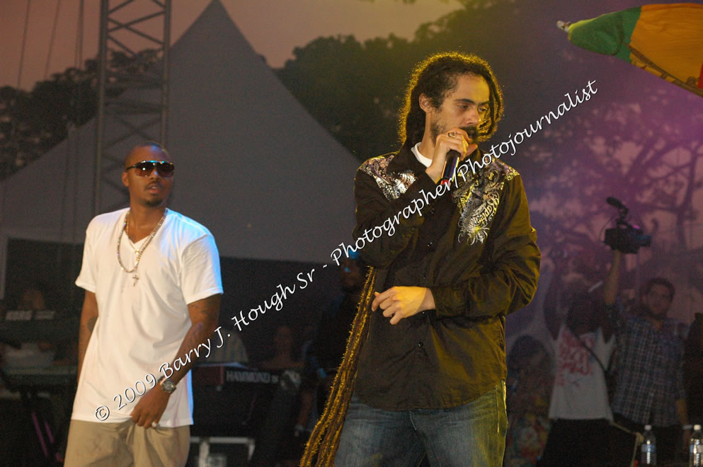 Damian 'Jr. Gong' Marley & NAS @ Reggae Sumfest 2009 - International Night 2 - Reggae Sumfest 2009,Catherine Hall, Montego Bay, St. James, Jamaica W.I. - Saturday, July 25, 2009 - Reggae Sumfest 2009, July 19 - 25, 2009 - Photographs by Net2Market.com - Barry J. Hough Sr. Photojournalist/Photograper - Photographs taken with a Nikon D70, D100, or D300 - Negril Travel Guide, Negril Jamaica WI - http://www.negriltravelguide.com - info@negriltravelguide.com...!