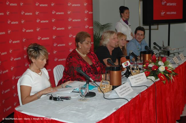 Press Conference - Virgin Atlantic Inaugural Flight To Montego Bay, Jamaica Photos - Sir Richard Bronson, President & Family, and 450 Passengers - Press Conference at Half Moon Resort, Montego Bay, Jamaica - Monday, July 3, 2006 - Negril Travel Guide, Negril Jamaica WI - http://www.negriltravelguide.com - info@negriltravelguide.com...!